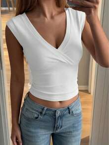 Áo hai dây sát nách nữ phong cách Y2K ôm sát cổ chéo, phù hợp đi biển nghỉ dưỡng, màu trắng, mặc thường ngày mùa hè - trắng - Xem 4
