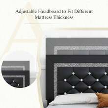 Upholstered Bed Frame, Modern Platform Bed Frame With Headboard And Footboard, No Boxing Spring Needed, Easy Assembly, Black// Pink/ Purple/ White/ Beige / Green, Twin/ Full// King - 黑色 - 查看 5