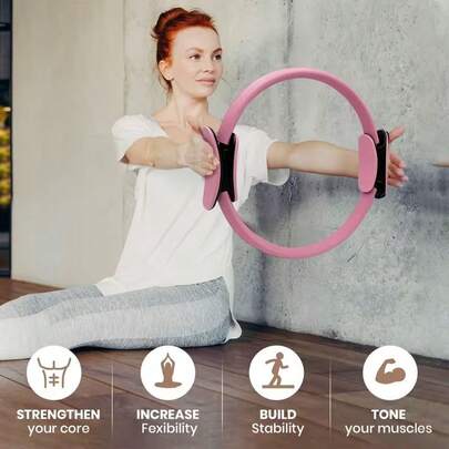 Ergonomic Fitness Ring For Strength & Flexibility - Non-Slip Resistance Pilates Circle With Comfort Pads | Full Body Muscle Engagement For Yoga & Pilates | Portable Home Exercise Equipment