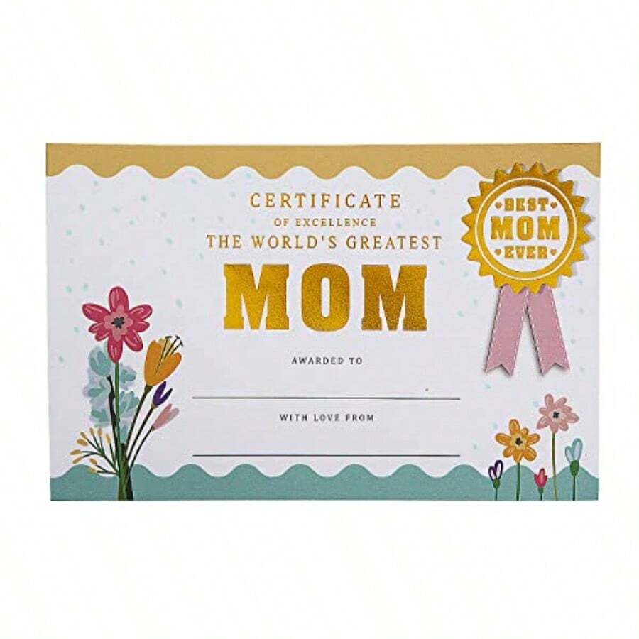 World's Greatest Mom Certificates con lámina dorada - 12 piezas - como en la foto - Ver 1