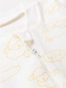 Baby Jumpsuit In Printed Suedine Fabric With Zipper (Newborn/Small/Medium/Large) - Yellow - View 2