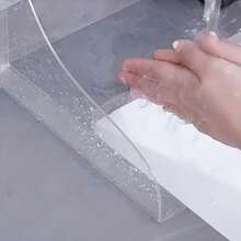 2pcs Bathtub Splash Guard - Transparent Plastic Shower Splash Cover, Self-Adhesive Waterproof Bathtub Splash Barrier, Easy To Install, For Bathroom Protection, Bathroom Decor, Fall Decor, Bathroom Accessories, Back To School - Multicolor - View 6