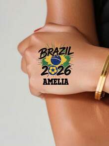 定制姓名世界杯 2026 临时纹身贴纸，个性化足球脸部身体纹身贴纸，国家队旗帜设计，体育迷派对用品，比赛日配件装饰礼品套装，啦啦队活动庆祝活动，10/20/30/60 片装可选。 - 彩色 - 查看 6