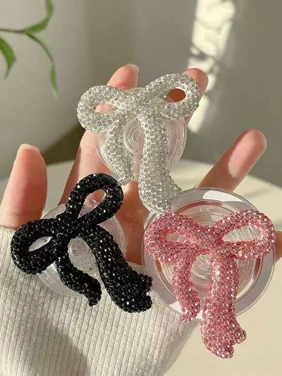 Adjustable Phone Push-Pull Bracket 1 Piece Creative Colorful Rhinestone Bow Phone Airbag Bracket High-End Paste Ring Bracket Rhinestone Bow Phone Decoration Bracket Mother's Day Gift - Multicolor - View 1
