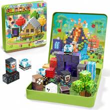 49-150块磁性积木，磁性立方体游戏带铁盒，STEM感官户外创意儿童玩具，适合3岁以上男孩女孩，万圣节主题 - 彩色 - 查看 8