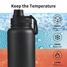 1 bình nước giữ nhiệt bằng thép không gỉ 32oz, thích hợp cho các hoạt động thể thao và ngoài trời, cũng là một món quà tuyệt vời cho Giáng sinh và Halloween. - Nhiều màu - Xem 3