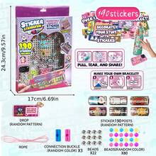 80/190张儿童贴纸手链，适合女孩派对，可分享，生日礼物袋填充物，课堂奖励，儿童DIY首饰制作套装，派对用品散装贴纸 - 粉色 - 查看 10