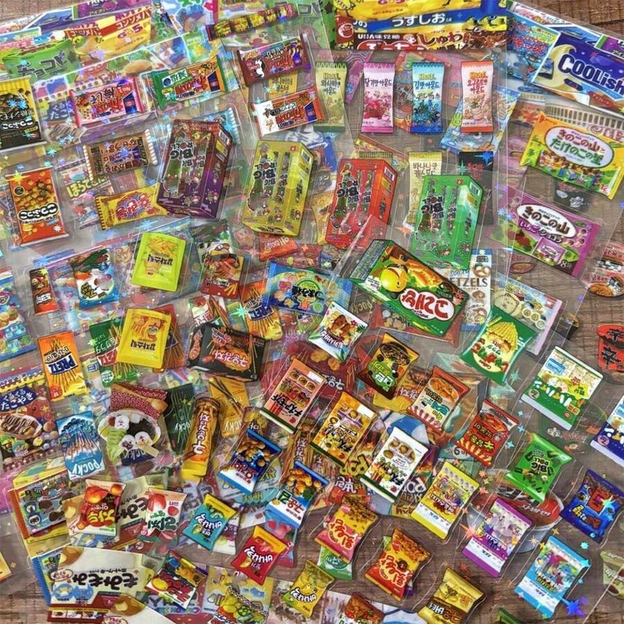 Decoraciones adhesivas de estilo lindo Y2K transparente para snacks, anime japonés y planificador, pegatinas coreanas - Multicolor - Ver 1
