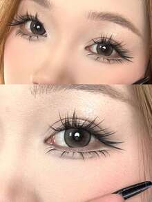 100 sợi mi giả cong hình râu mèo, dày dặn, làm thủ công, tạo cảm giác như được cấy ghép tự nhiên, rối nhẹ. - B - Xem 3