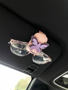 Schmetterling PU Auto Sonnenblendclip, modischer Brillenhalter mit Magnetaufnahme für Autoinnere - A - Übersicht 6