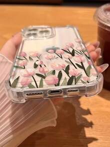 花朵创意粉色郁金香透明防摔高屏手机壳，兼容苹果 17 Pro Max/ 9 Pro XL/ Smart 8/ Hot 40i/Spark 20/Spark 20C/Spark Go 2024/ Moto G84/荣耀 X9b/1+ Ace 3V/Galaxy S25 S24 Ultra S24 Plus S24 FE S23 S22 S21 S20 A73 A72 A70 A55 A54 A53 A52 A50 A30 A42 A35 A34 A33 A25 A24 A20 A30 A15 - 無色 - 查看 4