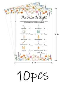 50pcs Thick Paper "How Much Is The Reality Show Price" Baby Shower Party Game Cards, Fun & Interesting, Suitable For Wildflower Baby Shower Theme Party - View 7