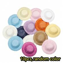 10/30pcs Mini Straw Hat Dolls, Bohemian Style Colorful Hat Decor, Handmade Woven Doll House Accessories, Cute Gift For Girls - Straw Hat - View 9