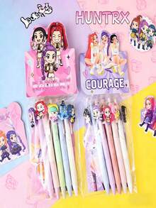 6支/套 女巫猎人主题中性笔，文具套装包含笔、笔记本、学生奖励小礼物，适合学校和办公室用品，返校必备（款式随机） - 彩色 - 查看 7