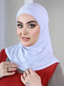 1pc Hijab Cap, Women's Middle Eastern Arabic Dubai Turkish Muslim Solid Color Classic Minimalist Casual Elegant Humble Modal Silk Soft Breathable Comfortable Long Brim 2-In-1 Scarf Turban Hijab Cap, Suitable For Daily Life, Festivals, Gatherings, Worship - Multicolor - View 4