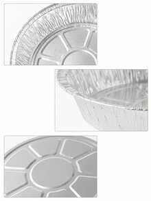 6/7/8英寸铝箔烤盘，圆形一次性食品容器，适用于烘焙馅饼、甜点、食物和水果，也可与家用空气炸锅配合使用。铝箔烤盘，10个装或20个装可选。 - 銀色 - 查看 8