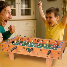 Crystals Wooden Tabletop Football Game For Kids – Portable Foosball Game With Score Sliders & 2 Balls - Brown - View 7