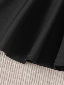 Baby Girls' Elegant Bowknot Patchwork Round Neck Waist Dress, Summer - Black - View 6
