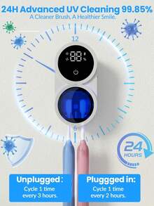 1pc Rechargeable 600mAh Intelligent Sensing Wall Mounted Toothbrush Holder, Multi-Purpose Toothbrush Sterilizer, Intelligent Toothbrush Holder, Toothbrush Holder, With Automatic Air Drying Function - Multicolor - View 6