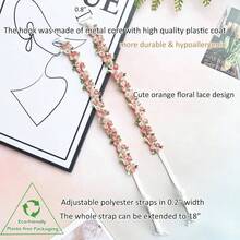 [Free Shipping]Decorative Bra Straps,Removable Invisible Floral Bra Straps Replacement For Bra,Shoulder Straps For Tops Dress - Orange - View 3