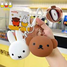 MIFFY 1个可爱卡通米菲兔和维尼熊硅胶钱包，迷你耳机套，零钱包，送给女孩的礼物 - 彩色 - 查看 2