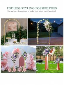 Wedding Arch Backdrop Stand - Wedding Arch Flowers, Artificial Burgundy Wedding Flowers, Wedding Welcome Sign Decor, And Wedding Reception Arch Flowers (Gold Wedding Balloon Arch Backdrop Stand, Square Arch Frame, Suitable For Birthday Party, Bridal Shower And Ceremony Decoration, (Purple)) - Artificial Flowers for Archway - Purple - View 7