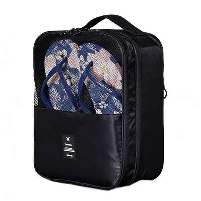 2-In-1 Travel Shoe Bag, Hanging Pocket Storage Bag, Multiple Colors (Black, Beige), Machine Washable, Space-Saving, Luggage Organizer, Portable Shoe Cabinet, Waterproof And Moisture-Proof, Essential For Holiday Travel, Travel Bag, Travel Accessories, Shoe Bag, Travel Storage Bag, Drawstring Shoe Bag, Shoe Cover, Portable Dust-Proof, Unisex, Cruise Travel Essential, Vacation Essential