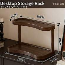 2-Tier Walnut Bamboo Wood Tabletop Storage Rack, Elegant Organizer For Cosmetics, Perfume And Skincare, Perfect For Bathroom, - Brown - View 8