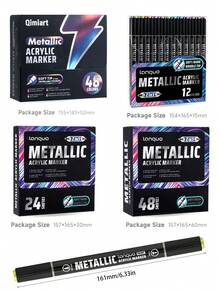 12/24/48色金属墨水丙烯马克笔套装，双头永久性马克笔，适用于涂鸦、模型、DIY、防水、动漫、艺术学生和专业人士 - 馬克筆 - 查看 3