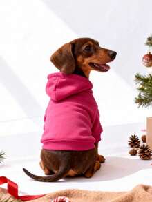 1 buah Pitaya Merah Warna Polos Gaya Korea Bahu Reguler Sederhana Serbaguna untuk Hewan Peliharaan, Cocok untuk Pakaian Dalam/Luar Ruangan Kucing/Anjing yang Hangat dan Nyaman - Hot Pink - View 6