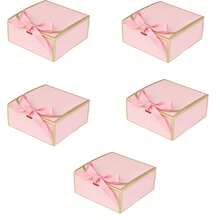 10pcs Set Lidded Gift Box, Gold Trim Pink Box, Size 10.6 X 7.8 X 3.1 Inches, With Pink Ribbon, Suitable For Bridesmaid Invitation, Wedding Gift, Birthday Gift, Party Favor, Decor, Valentine's Day, Bridal Box - Pink With Gold Trim - View 10