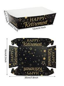 10/30/50pcs "Happy Retirement" Snack Trays - Disposable Food Containers, Retirement Themed Paper Plates, Popcorn Trays; Suitable For Farewell Party Decorations And Sendoff Event Serving Platters - Multicolor - View 2