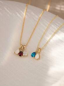 Personalized Birthstone Necklace For Women - Custom 1-3 Pear Cut Gemstone Pendants, Gold Plated Stainless Steel Jewelry, Personalized Family Mother's Day Gift, Anti-Oxidation Delicate Chain - Multicolor - View 6