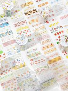 1 Roll Sulfuric Acid Paper Cutting Adhesive Decorative Tape, Fresh Salt Series Planner DIY Decorative Tape, Milk Salt Flower And Cloud Series, Suitable For Gifts, Office, Home, Marking, Labeling, Classroom, Entertainment Toys, Student Planners, Creative Retro Handmade Scrapbooking DIY Stickers - A - View 3