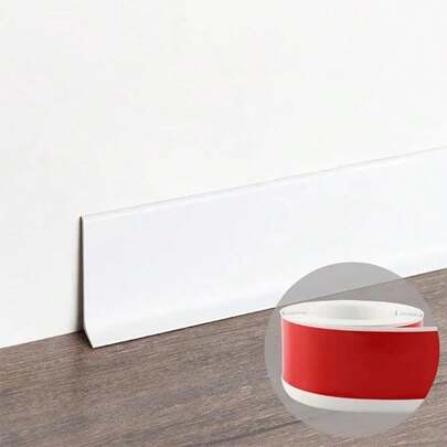1pc 2m/78.74in Flexible PVC Self-Adhesive Skirting Board Plastic Wall Trim Decorative Molding