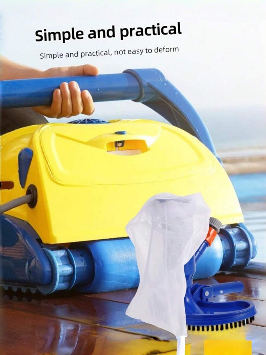 1pc ABS Plastic Handheld Pool Cleaner: Equipped With Water Spray Function, Underwater Leaf Removal Device, Brush, Flexible Hose Connector And Portable Storage Bag, Perfect For Cleaning Pool Debris - Pool Cleaning Brush - View 1