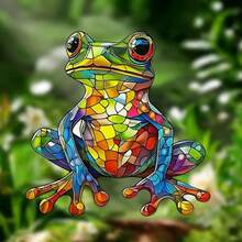 1pc Colorful Frog Sticker, Lively Interesting Scene, Removable Without Residue, Personalize Home Glass Decor - Multicolor - View 1
