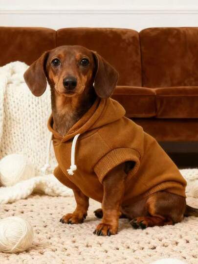 1 pieza Sudadera con capucha básica sin mangas de unicolor de poliéster de la serie de dopamina, cómoda y adecuada para gatos y perros tanto en interiores como en exteriores