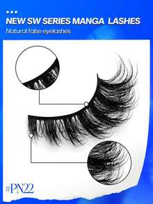 10 par lösögonfransar i tecknad stil med fuskminkfärgade kattögonfransar, naturliga och tjocka, nödvändiga sminkverktyg för resor (PN22) lösögonfransar, ögonfransar, lösögonfransar - Svart - Visa 2