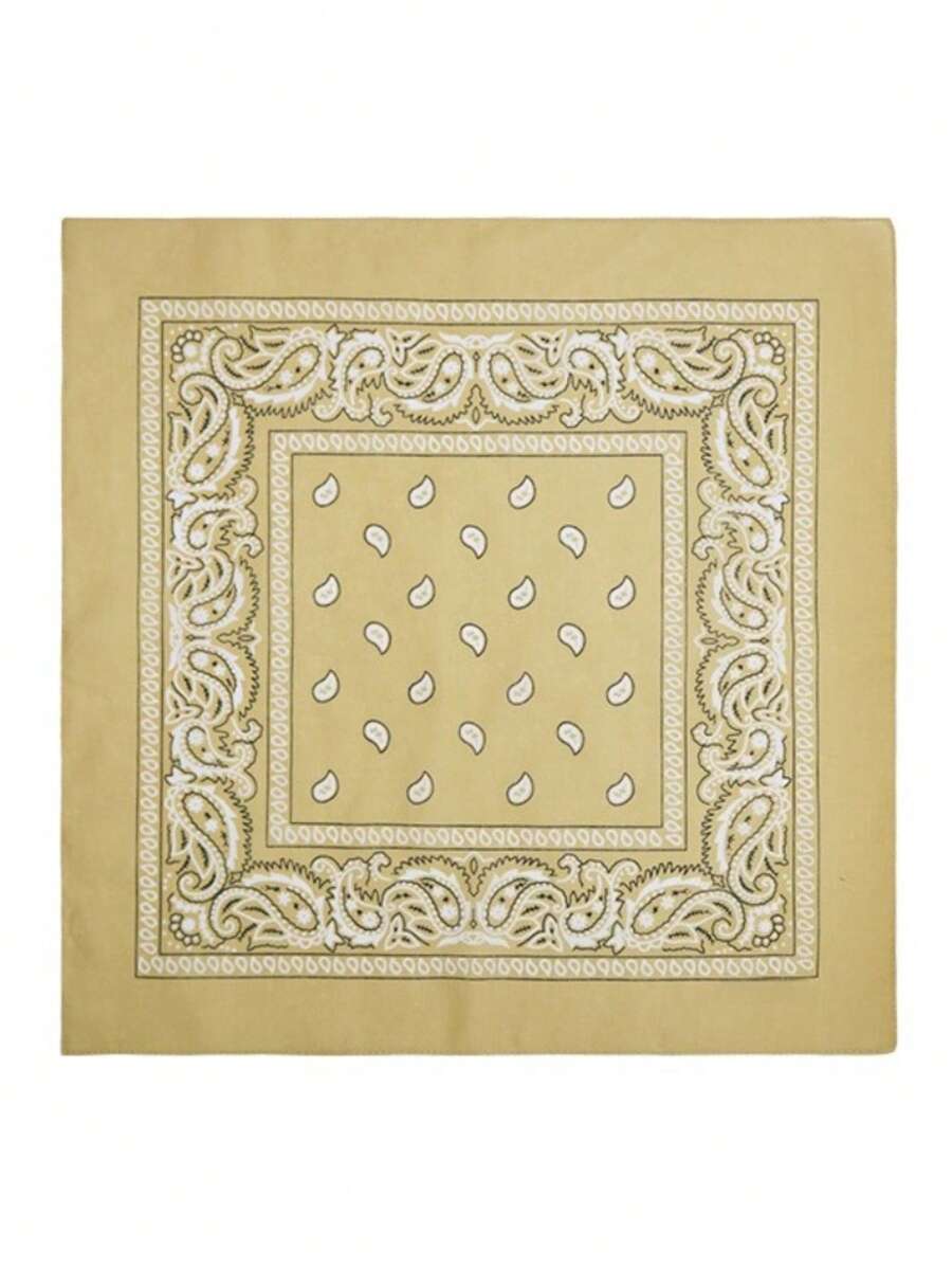 1 chiếc khăn trùm đầu/khăn quàng cổ nữ in họa tiết hạt điều, thích hợp cho sử dụng hàng ngày. - Màu be - Xem 1