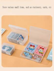 4pcs/2pcs/1pc Transparent Desktop Small Items Storage Box With Lid, Card Drawer Style Desktop Organizer Box - White - View 2
