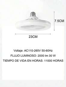 Ventilador de techo con luz LED giratoria para el hogar, boca de rosca E27, luz de ventilador de techo para sala de estar, control remoto, luz de ventilador de dormitorio de 30 W, - Blanco - Ver 10