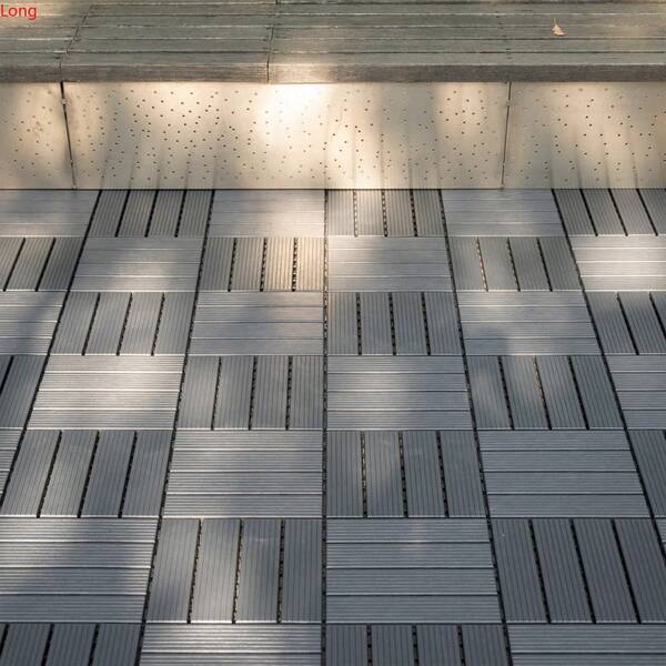 Plastic Interlocking Deck Tiles 12"X12", Waterproof All-Weather Patio Flooring For Poolside, Balcony & Backyard, Easy To Install Outdoor Floor Tiles (Grey/Brown)