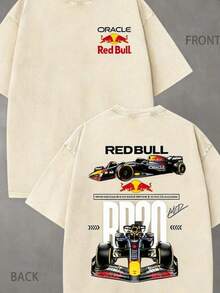 2026 Summer Tops RB20 Unisex Racing-Themed Heavyweight Cotton Tee - Car T-Shirt, Printed With Oracle  RB20 F1 Racing Pattern -F1 Tee, Streetwear, 230G Washed Cotton Double-Sided Printed T-Shirt, Ideal Choice For Racing Enthusiasts, Oracle T-Shirt, Suitable For Door Sports And Daily Wear, Men Gifts,Y2k ClothesLoose And Comfortableshirt - 杏色 - 查看 7