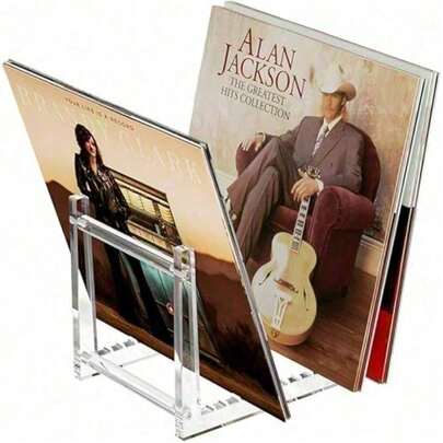 Giá đỡ đĩa than trong suốt để bàn, giá trưng bày đĩa than acrylic đựng được 25 đĩa LP.