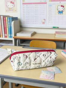 SANRIO Túi đựng mỹ phẩm in hình mèo mềm mại và dễ thương, dung tích lớn, túi đựng đồ trang điểm di động tiện dụng. - Hộp bút in hình mèo - Xem 9