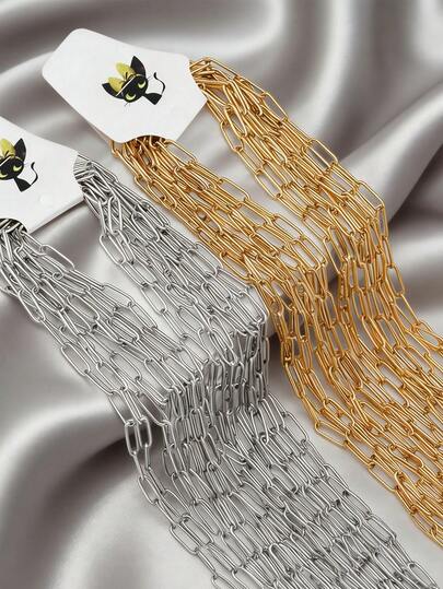 Dây chuyền thép không gỉ mạ vàng 18K có thể điều chỉnh, dây chuyền kẹp giấy cá nhân hóa, bán sỉ kèm dây nối dài, nguyên liệu tự làm trang sức, 5 chiếc/10 chiếc/50 chiếc