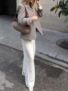 Blazer versátil de cuello alto para mujer, nueva llegada de primavera y otoño de DEEKA - Caqui - Ver 3