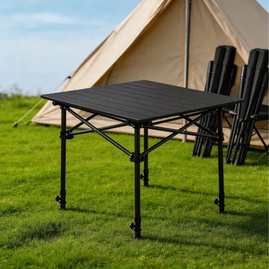 Mesa plegable de exterior tipo waffle / Mesa de picnic portátil / Mesa de puesto ajustable en altura / Color aleatorio - Multicolor A - Ver 1
