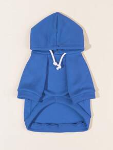 1 pieza Sudadera básica cómoda y cálida de color de dopamina, adecuada para gatos y perros, para interiores y exteriores - azul real - Ver 2